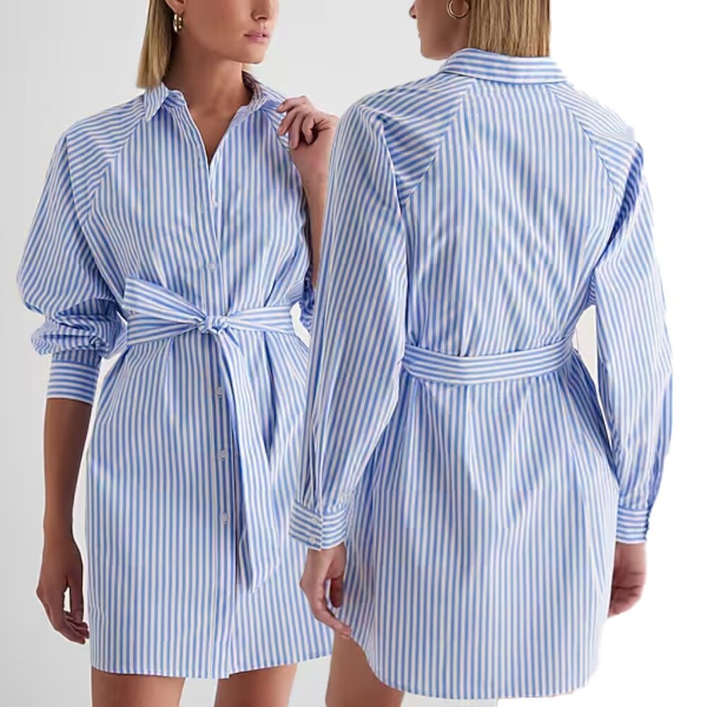 NWT Express Striped Boyfriend Shirt Dress